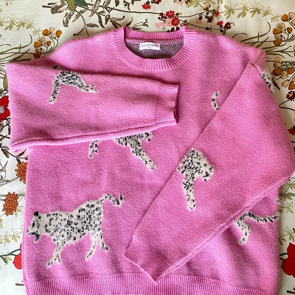 Cozy Pink Leopard Print Sweater